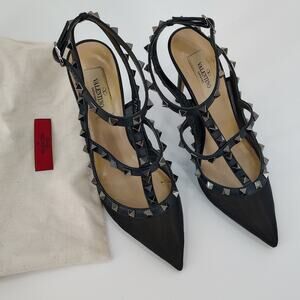 Valentino Garavani Mesh Rockstud Cage T-Strap Pumps Black Size 38 Italy